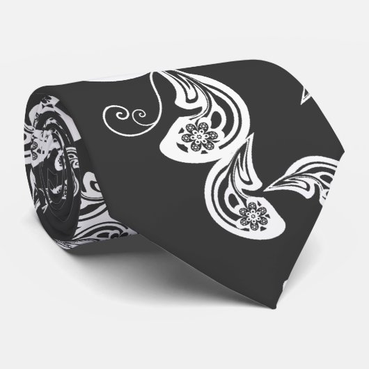 Floral Peacock Pattern Stijlvol Stropdas met aange (Opgerold)