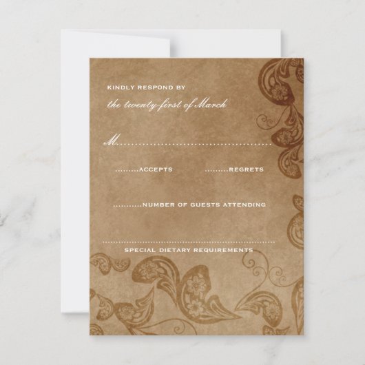  Floral Peacock Rustic Wedding RSVP Kaart (Voorkant)