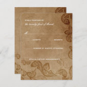  Floral Peacock Rustic Wedding RSVP Kaart (Voorkant / Achterkant)