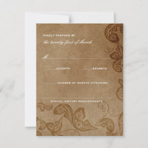 Floral Peacock Rustic Wedding RSVP-kaart RSVP Kaartje