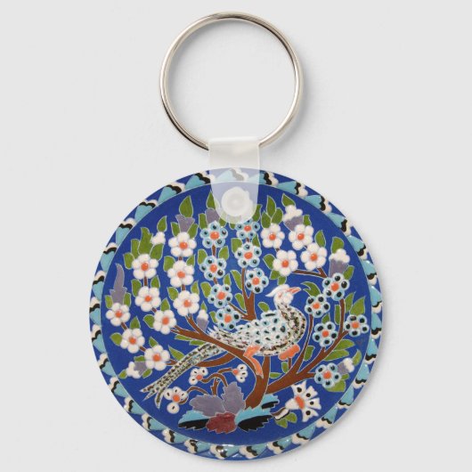 Floral Peacock Tegel Art Sleutelhanger (Voorkant)