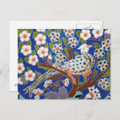 Floral Peacock Tile Art Briefkaart (Voorkant / Achterkant)