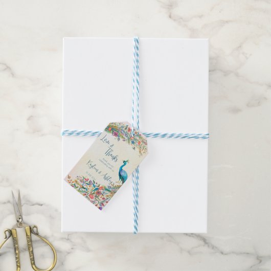 Floral Peacock verlovingsfeest gunt cadeaubonnen l Cadeaulabel (Met Touw)