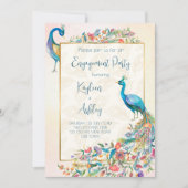 Floral Peacock verlovingspartijuitnodiging Kaart (Voorkant)