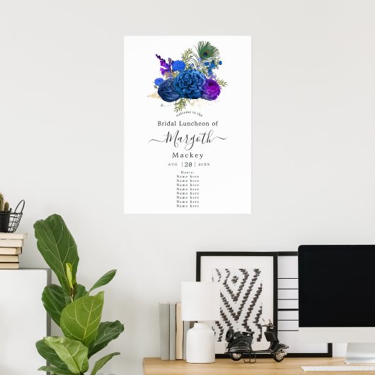 Floral Peacock Welkom Poster (Thuiskantoor)