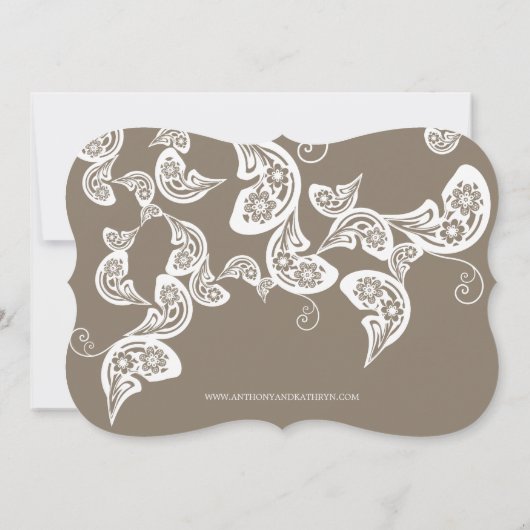 Floral Peacock White Bewaar de datum aankondiging (Achterkant)