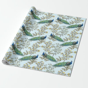 Floral Peacock Wrapping Paper Cadeaupapier