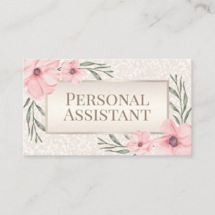 Floral Pearl FAUX Glitter Personal Assistant Visitekaartje