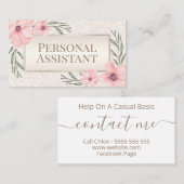 Floral Pearl FAUX Glitter Personal Assistant Visitekaartje (Voorkant / Achterkant)