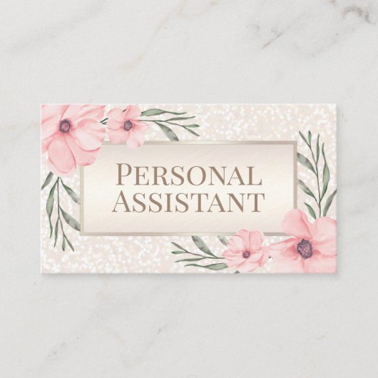 Floral Pearl FAUX Glitter Personal Assistant Visitekaartje (Voorkant)