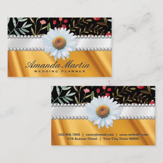 Floral | Pearls en gouden zijderoute Visitekaartje (Voorkant / Achterkant)