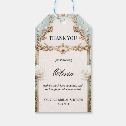 Floral Pearls Prosecco Bridal Shower Favor  Cadeaulabel (Voorkant)