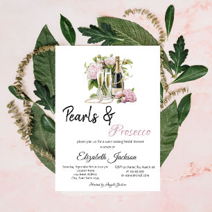 Floral Pearls Prosecco Bruidsdouche Kaart