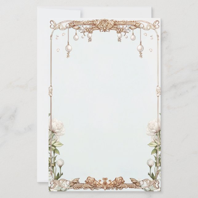 Floral Pearls Prosecco Notes or Party Game Card (Voorkant)