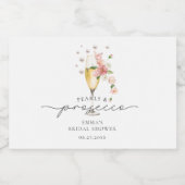 Floral Pearls & Prosecco Vrijgezellenfeest Favor Sparkling Wijnetiket (Enkel label)