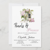 Floral Pearls Prosecco Vrijgezellenfeest Kaart (Voorkant)