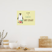 Floral Penguin  Baby shower Poster (Keuken)