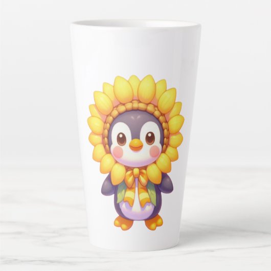 Floral Penguin Delight Latte Mok (Voorkant)