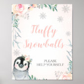 Floral Penguin Winter Onederland Birthday Sign Poster (Voorkant)