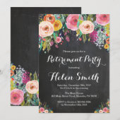 Floral-Pensioenpartij Uitnodigingskarton Kaart (Voorkant / Achterkant)