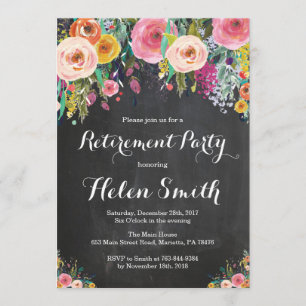 Floral-Pensioenpartij Uitnodigingskarton Kaart