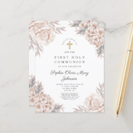 Floral Peonies Gold Cross First Community