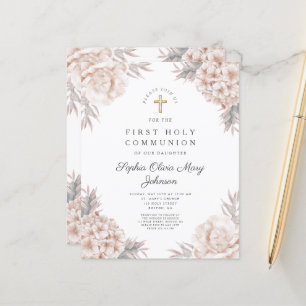 Floral Peonies Gold Cross First Community