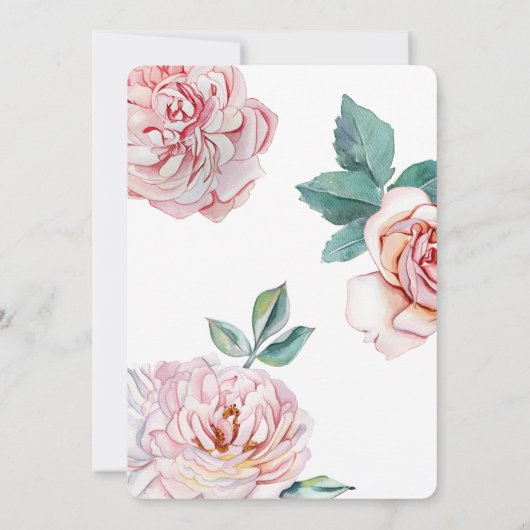 Floral Peonies Gold Cross Religieuze Baptisme Kaart (Achterkant)