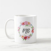 Floral peonies krans waterverf Monogram mok (Links)
