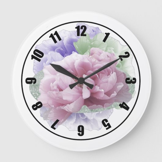 Floral Peonies Large Clock Grote Klok (Voorkant)