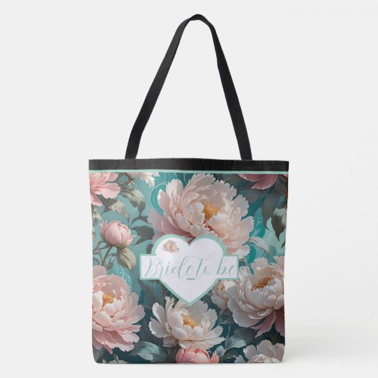 Floral Peonies multi Print Bride wordt Canvas tas (Voorkant)