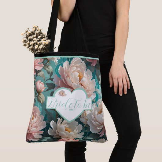 Floral Peonies multi Print Bride wordt Canvas tas (Dichtbij)