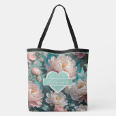 Floral Peonies multi Print Bruidsmeisjes Canvas ta Tote Bag (Achterkant)