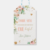 Floral Peonies Pink Little Miss Onederful Birthday Cadeaulabel (Voorkant)
