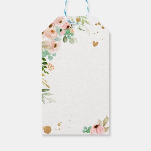 Floral Peonies Pink Little Miss Onederful Birthday Cadeaulabel (Achterkant)