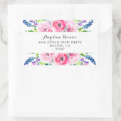 Floral Peonies retouradres Rechthoekige Sticker (Tas)