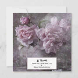 *~* Floral  Peony AR23 QR RSVP WEDDING Kaart