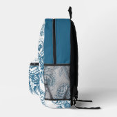 Floral Peony Blue Bedrukte Rugzak (Rechts)