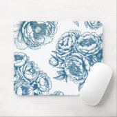 Floral Peony Blue Muismat (Met muis)