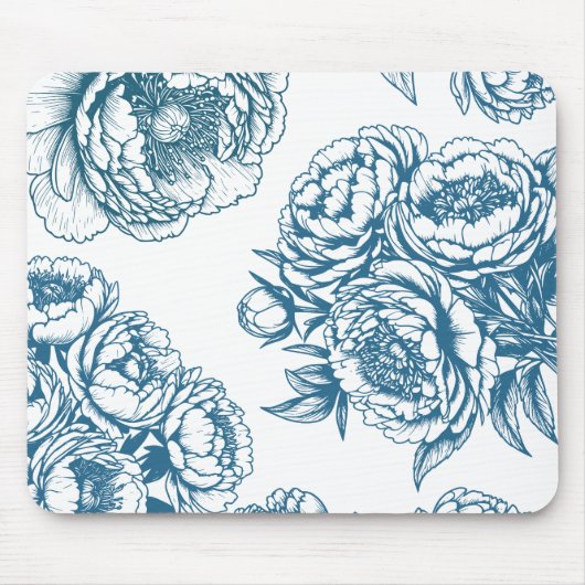 Floral Peony Blue Muismat (Voorkant)
