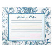 Floral Peony Blue Notitieblok (Voorkant)