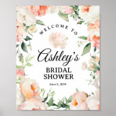 Floral Peony Bridal Shower Welcome Sign Poster (Voorkant)