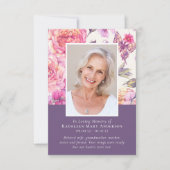 Floral Peony Foto Memorial Funeral Sympathie Bedankkaart (Voorkant)
