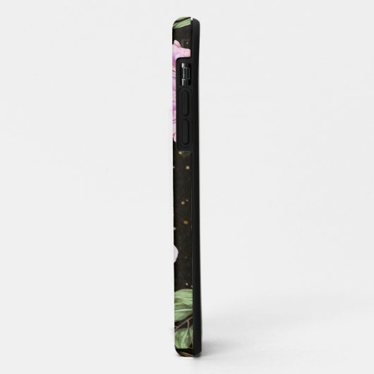 *~* Floral Peony Glitter Black Case-Mate iPhone Case (Achterkant/links)