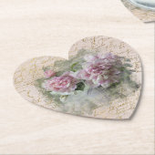** Floral Peony Heart Love  Victoriaans AR23 Kartonnen Onderzetters (Gekanteld)