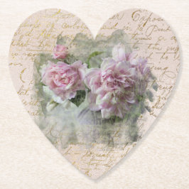** Floral Peony Heart Love  Victoriaans AR23 Kartonnen Onderzetters
