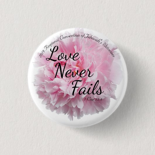 Floral Peony Love is nooit mislukt JW Convention 2 Ronde Button 3,2 Cm (Voorkant)