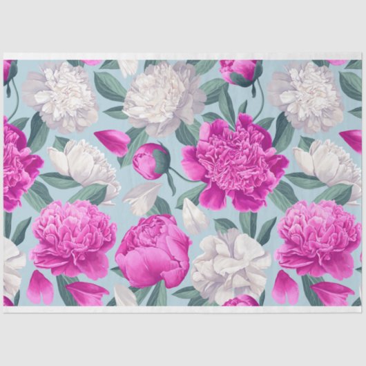Floral Peony Peonies Flowers Patroonpagina Tissuepapier (Voorkant)