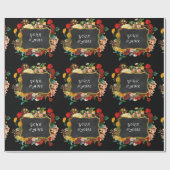  Floral Peony Persoonlijke naam Chalkboard Cadeaupapier (Vlak)