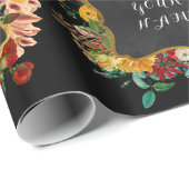 Floral Peony Persoonlijke naam Chalkboard Cadeaupapier (Rol Hoek)